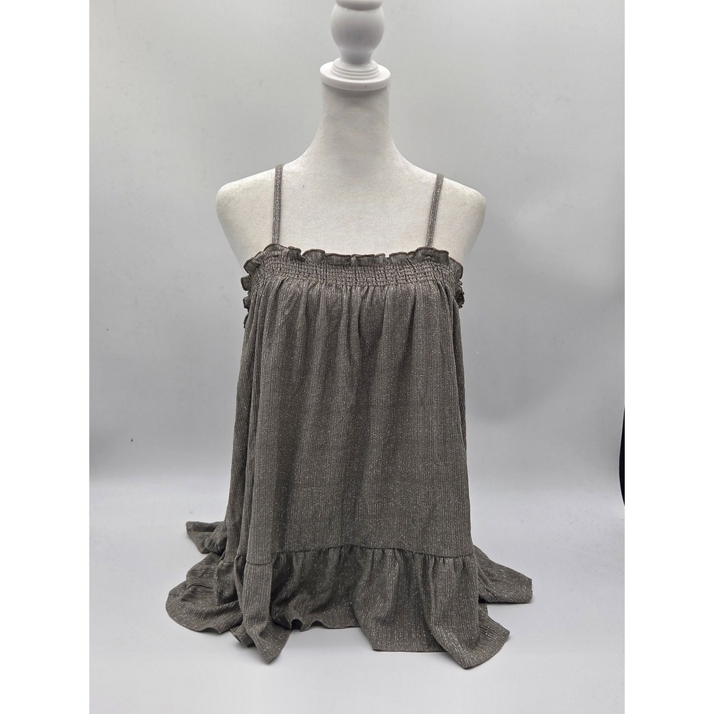 Amadi Metallic Lurex Ruffle Hem Cami Tank Top XL Made in USA